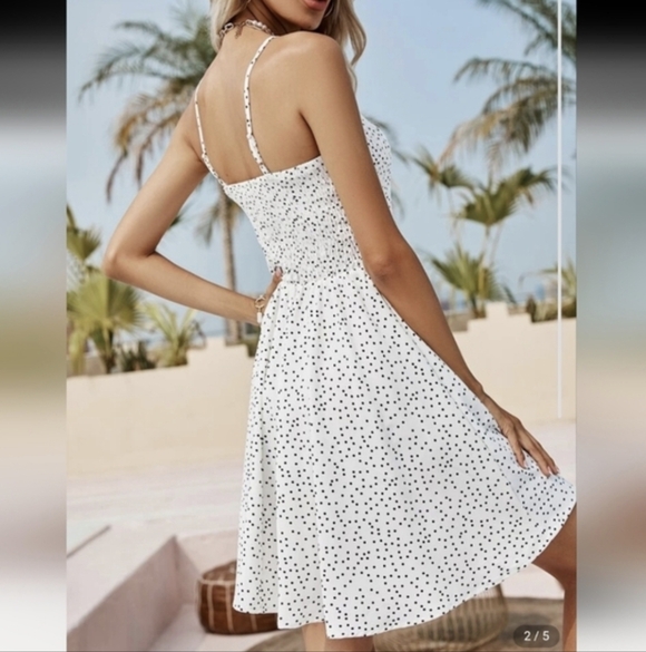 SHEIN Dress Polka Dot White / Black Sz S - Picture 2 of 11